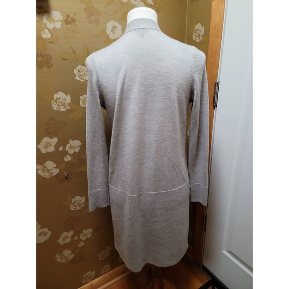 Talbots‎ Women's Cardigan XS Gray Neutral Merino Wool Long Open Front Side Slits - Picture 4 of 5